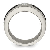 Titanium Diamond Wedding Band with Bezel Set and Polished Finish